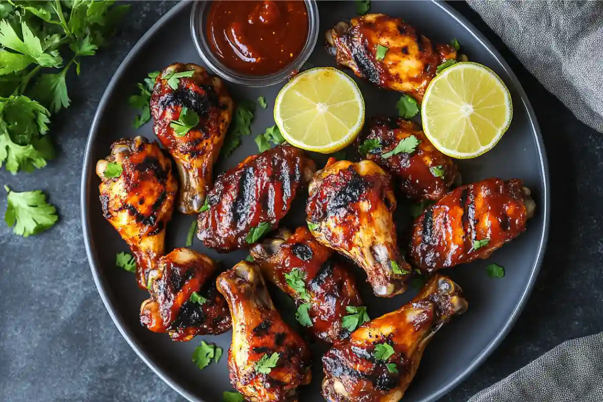 Grilled honey bourbon barbecue chicken with a caramelized glaze.